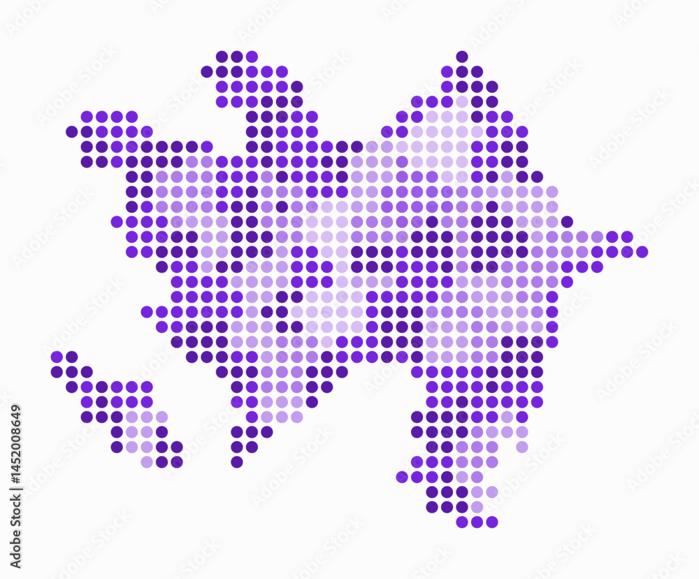 Poster azerbaijan dotted map. digital style map of the country on white background. azerbaijan shape with c