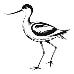 Obraz premium Minimalist-stencil-of-an-American-avocet-bird 