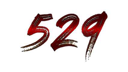 3D blood red number design of 529 on white background.
