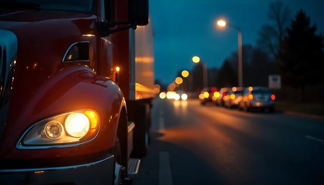 Logistics and delivery cargo truck service transport business with effect