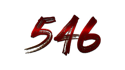 3D blood red number design of 546 on white background.