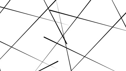 Random chaotic lines. Abstract geometric pattern. Outline monochrome texture. Abstract lines in black and white tone of many squares and rectangle shapes on white background.