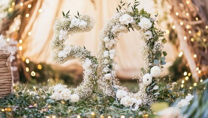 Floral number fifty celebrating golden anniversary or birthday party