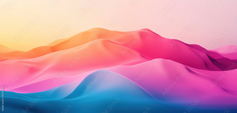 Poster minimalist abstract background with soft pastel gradients, featuring flowing shapes and serene atmos