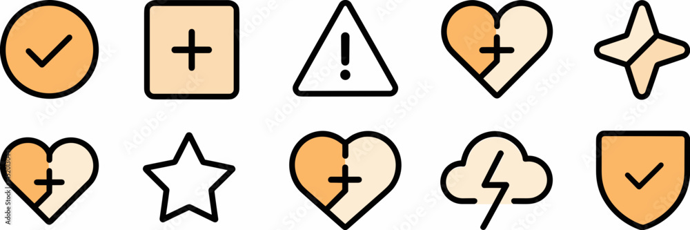 Poster vector sheet of icons with various shapes – perfect for graphic design projects, web development, or