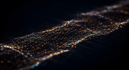 Abstract Particle Network with Yellow and White Lights