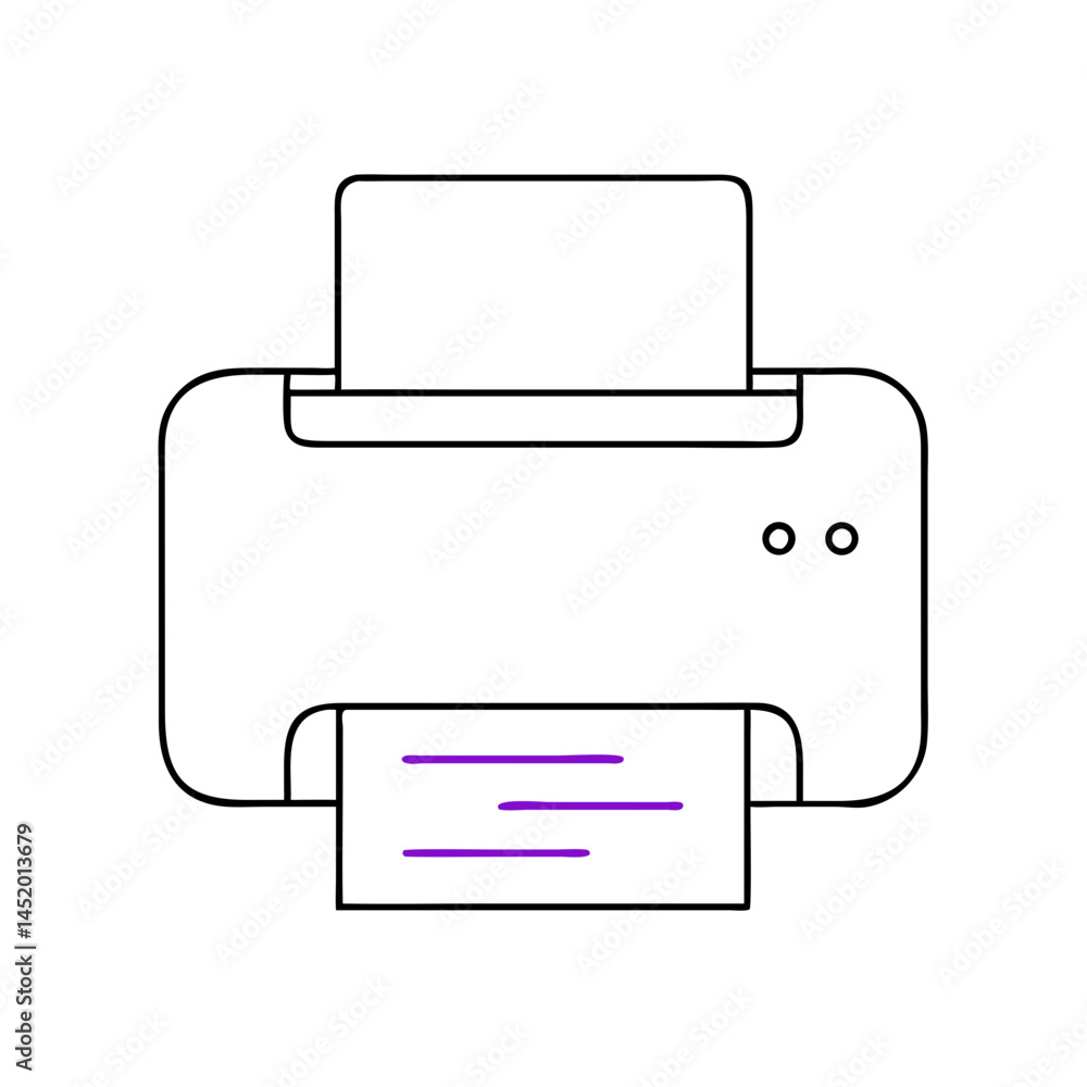 Poster printer icon in minimalistic style with printed paper