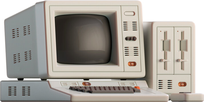 3d render of vintage computer.