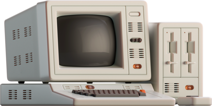 3d render of vintage computer.