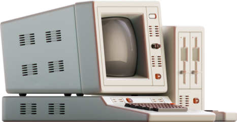 3d render of vintage computer.