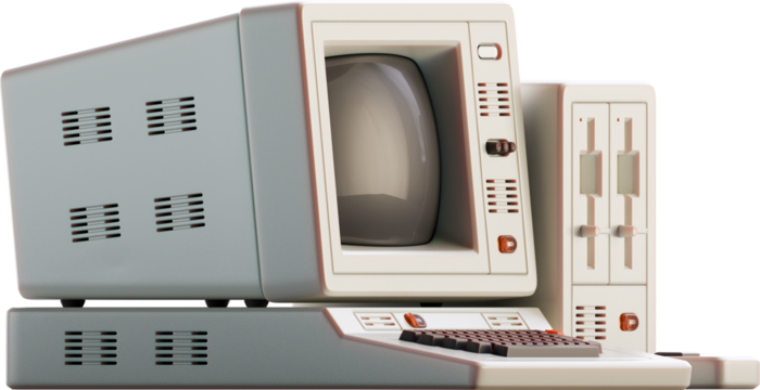 3d render of vintage computer.