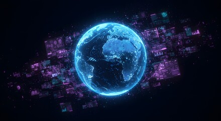 Earth Globe in Digital Network