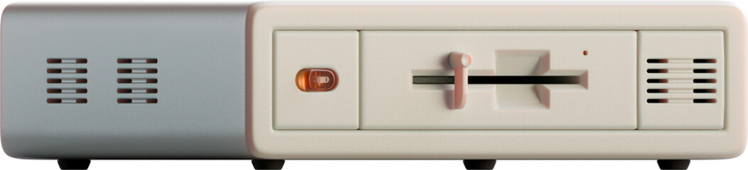 3d render of vintage computer system block