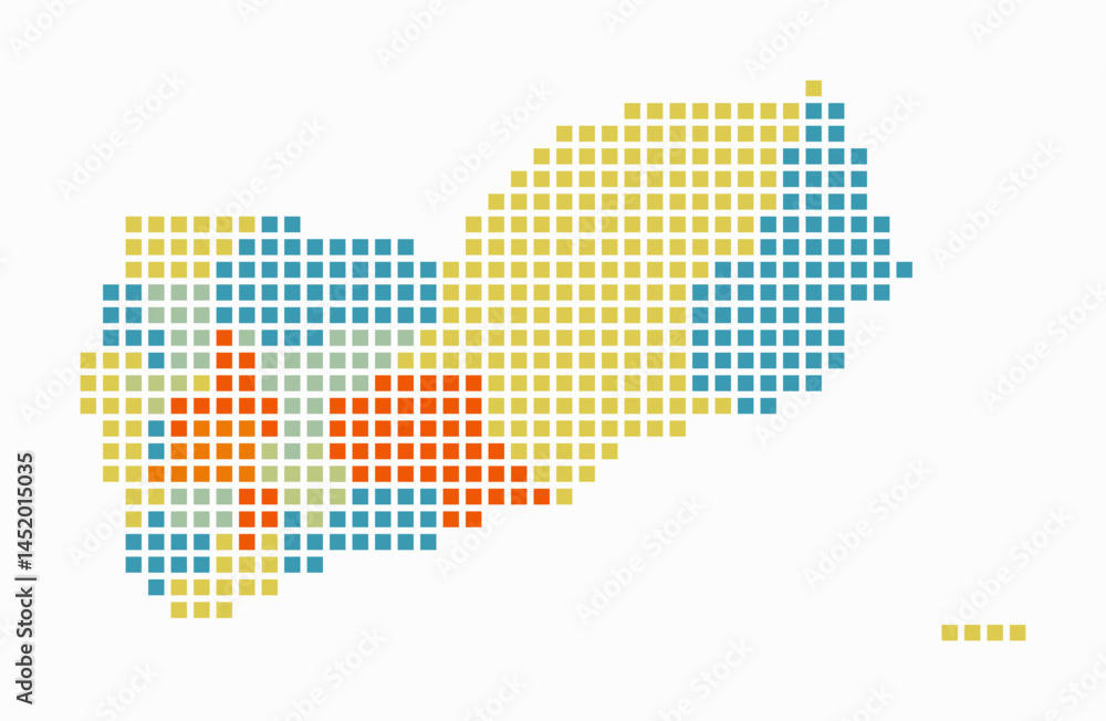Poster yemen dotted map. digital style map of the country on a white background. yemen shape with square do