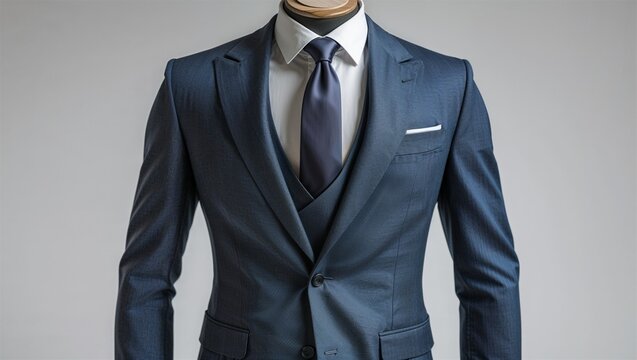 Photorealistic image of a men's suit isolated against clean white