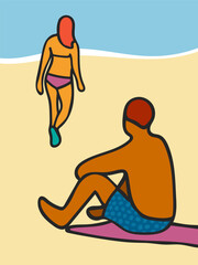 Man and woman on a beach 