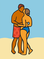 Couple kissing on a beach 