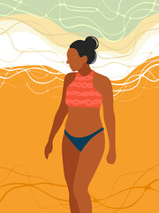 Woman in bikini sunbathing on the beach