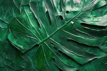 Obraz premium Close-up view of textured deep green leaves.