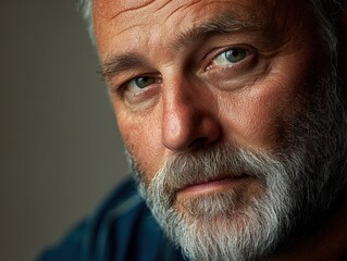 Close-up portrait of a mature man with grey beard