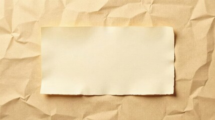 Blank Off-White Rectangle Paper on Crumpled Brown Paper Background A Textural Design Element