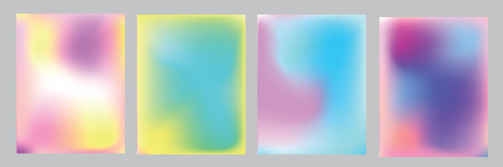 Summer hologram abstract poster set. Vector illustration