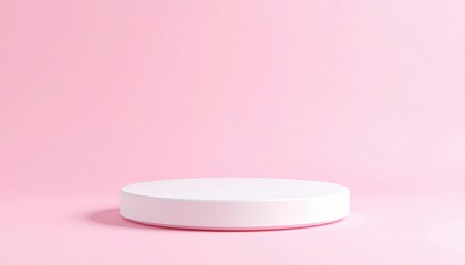Simple White Round Podium On Light Pink Background