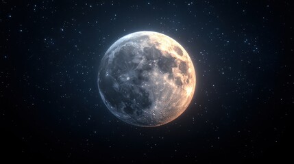 Obraz premium Full moon glows in starry night sky