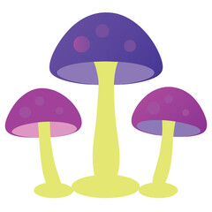 Set-of-glowing-mushroom--isolated-on-a-white background. 
