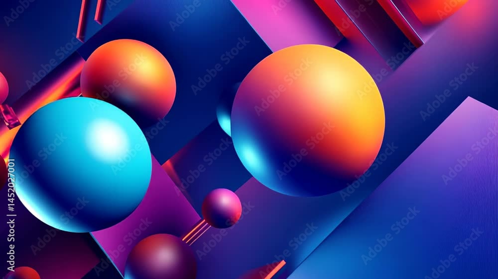 Poster colorful abstract shapes dancing in a vibrant digital space displaying harmony and creativity genera