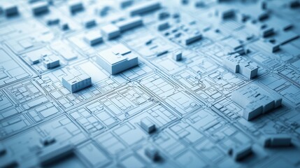 Blueprints for large-scale urban development projects with city planners and developers analyzing site layouts, highlighting the meticulous planning involved in shaping modern cities.