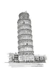 Pisa city of Italy illustration landscape