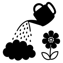 watering can and flowers