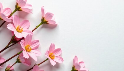Obraz premium Delicate small blooms scattered on a light background, motif, nature, vector
