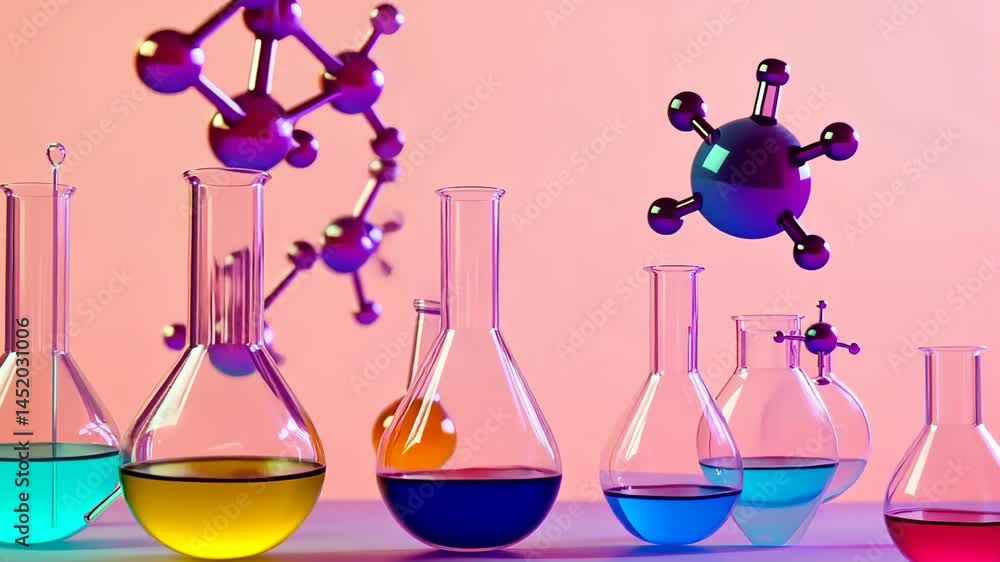 Aufkleber discovering the vibrant world of chemistry through colorful reactions and molecular interactions at 