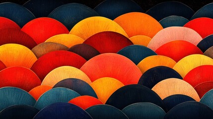 Abstract wavy layered circles with vibrant colors