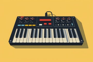 Fototapeta premium Compact Synthesizer Illustration with Vibrant Background Design