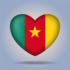 Cameroon flag heart button Isolated on color gradient background. Exclusive Icon flag