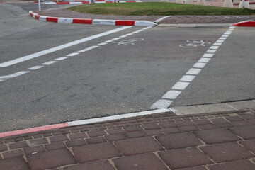 Road markings on city streets in Tel Aviv.