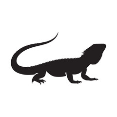 Minimalistic Bearded Dragon Line Art Silhouette Vector Illustration