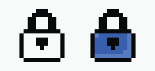 set padlock pixel art icon vector illustration.