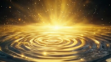 Golden ripples and light abstract background