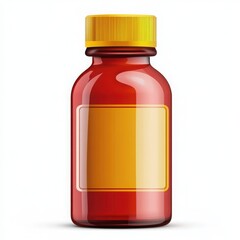 Fototapeta premium Red plastic bottle with yellow cap isolated on white background