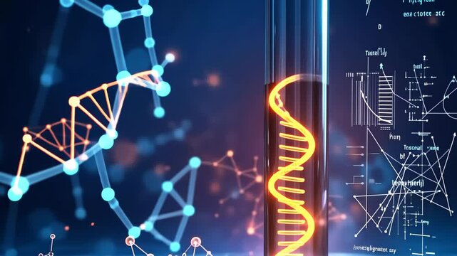 Discovering the secrets of genetics in a vibrant lab filled with glowing DNA strands and scientific diagrams Generative AI