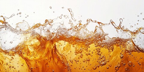 Amber liquid swirls and splashes dynamically