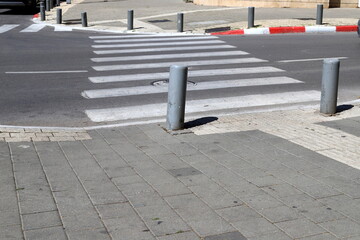 Road markings on city streets in Tel Aviv.