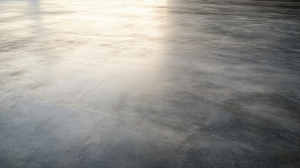 A concrete floor with a smooth, polished texture and a play of light and shadow.