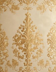 Subtle gold damask on creamy background, classic & luxurious seamless design , brocade, interior design, design