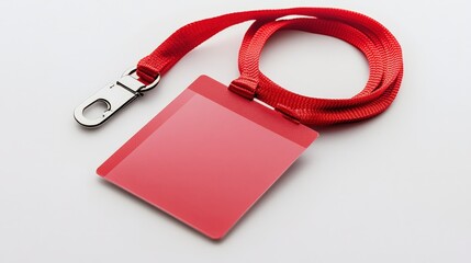 Red lanyard with blank id badge for events or identification