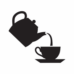 Obraz premium Elegant teapot silhouette pouring tea into a cup a simple graphic design with bold black shapes against a white